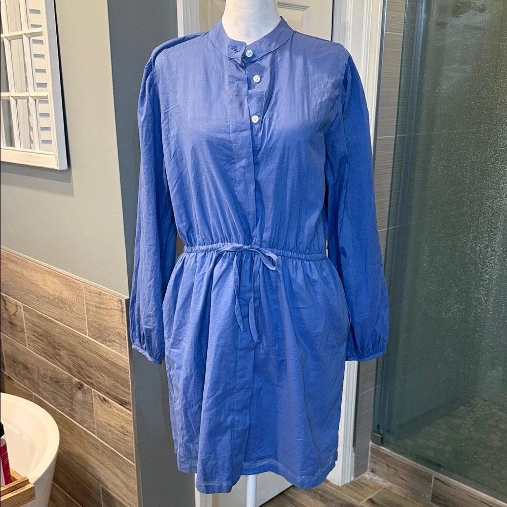 Banana Republic Cotton Shirt Dress Classic Long Sleeve Lightweight Dress Med NWT - Picture 2 of 10